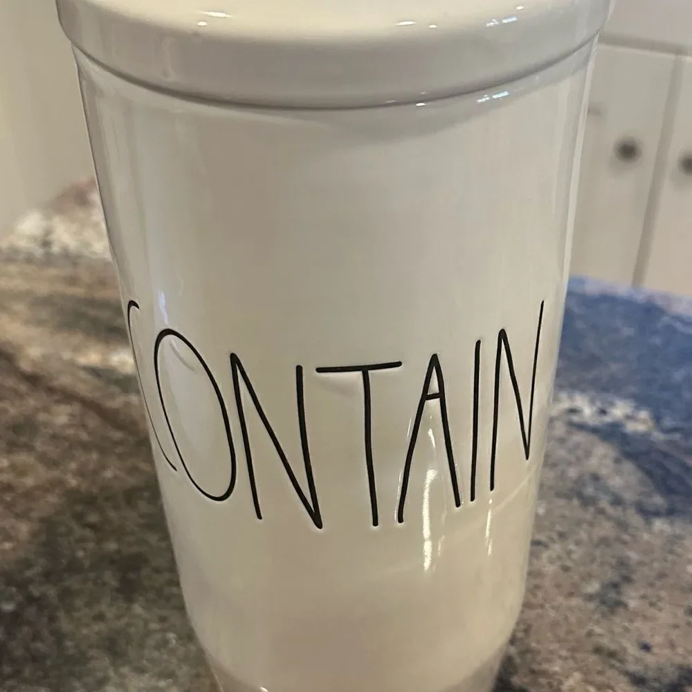 Rae Dunn Contain canister white ceramic kitchen home storage